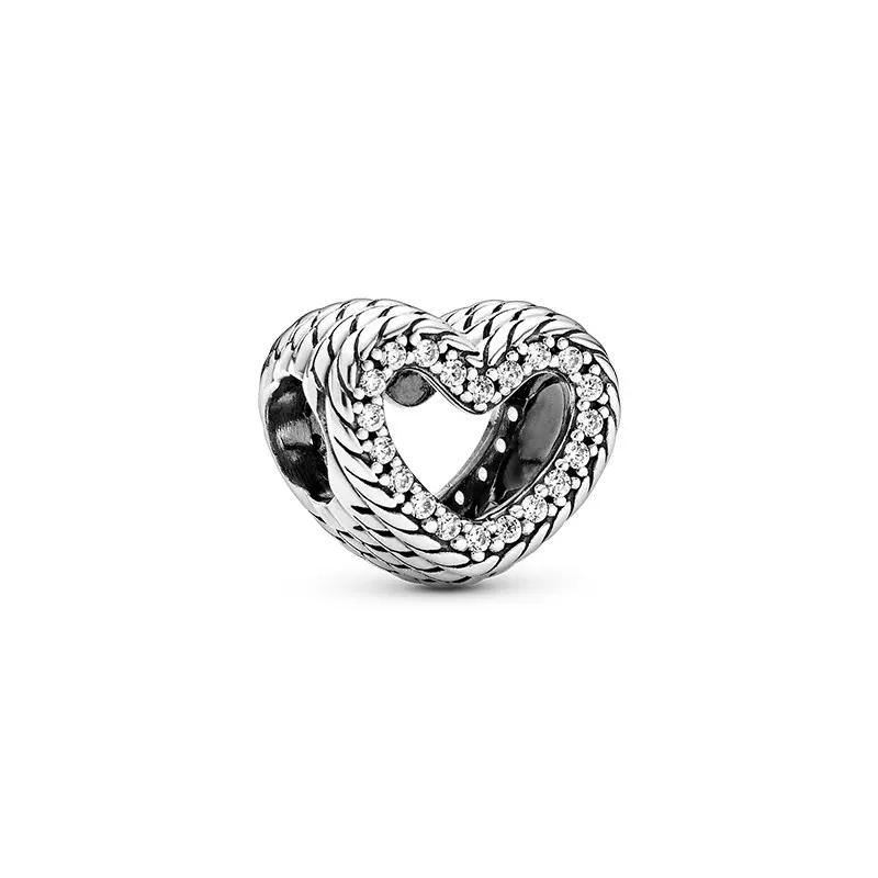 New Sparking Heart Clip Star Charm Beads Dangle Snake Fit Bracelet Necklace Beads For Diy Jewelry Women Gift