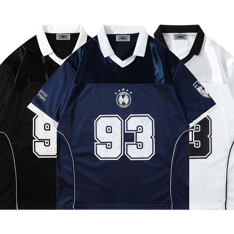 American Retro Sports Jersey Short-sleeved Fans European and American Street Tide Brand Loose Fan Version