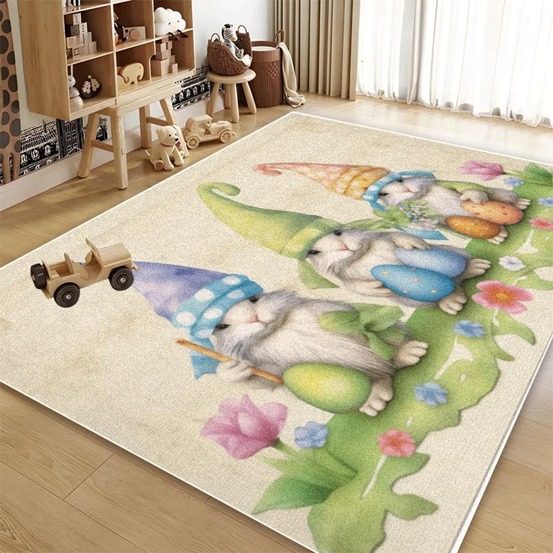 Cute Decoration Carpet for Room Little Rabbit Cartoon Style Non-slip Living Room Rug Bedroom Bedside Plush Soft Mat for Children