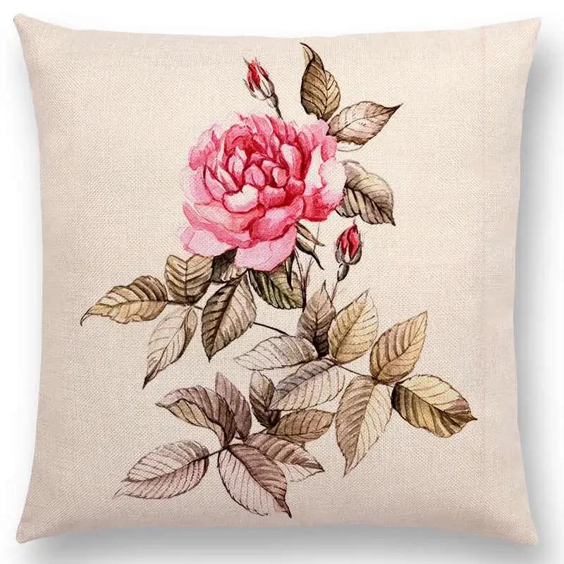 Lovely Birds Flowers Plants Sofa Pillow Case Hummingbird Rose Raspberries Lemon Dill Clove Almonds Cushion Cover