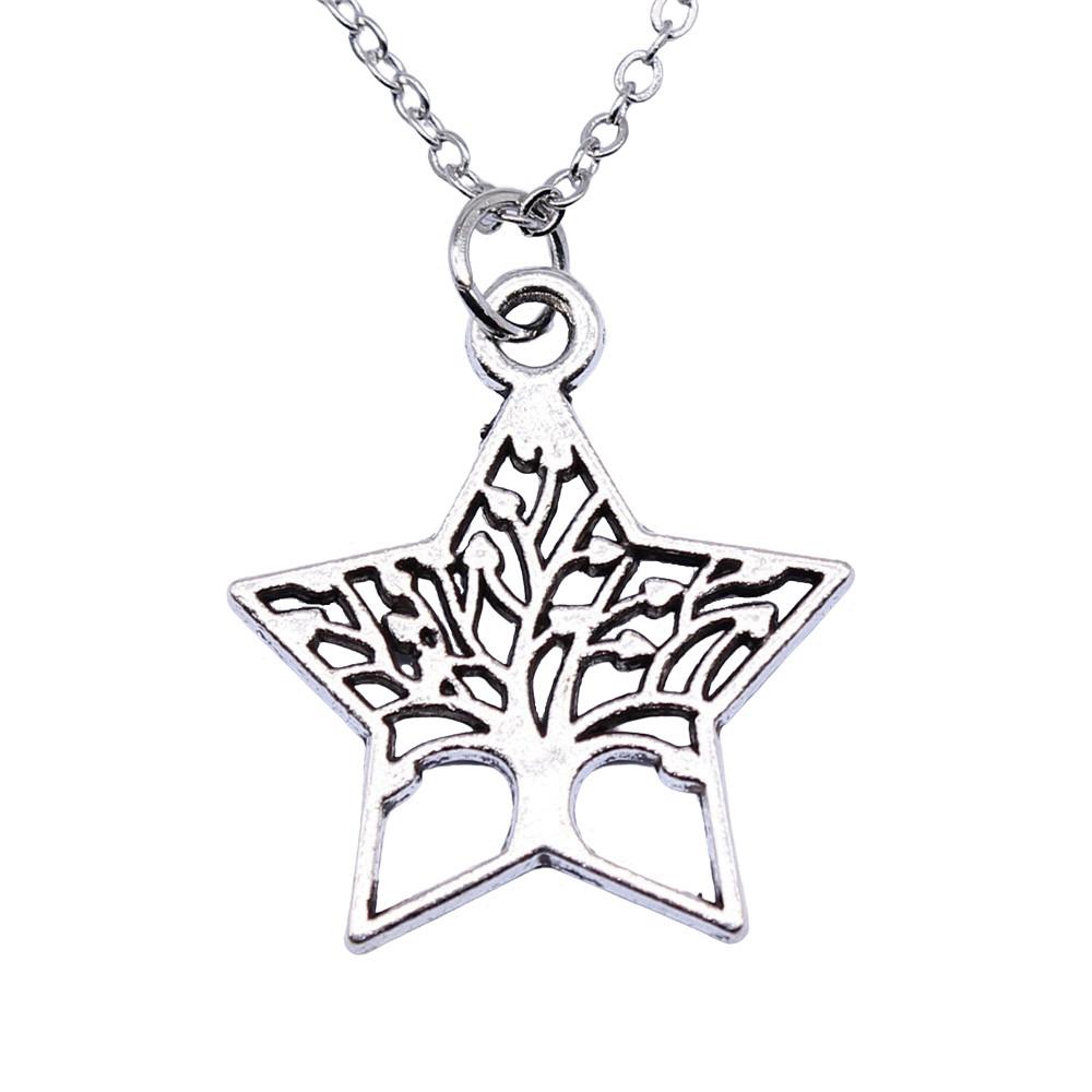 Tree Of Life Pendant Heart Necklace Nature Love Symbol Jewelry 40cm Short Chain