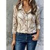 Women's Spring Summer White Marble Crack Texture Print Button Down Shirt, Casual Daily Printed Collared Blouse
