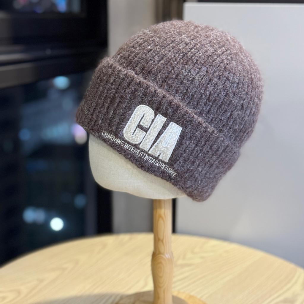 Korean Style Letter Embroidery Warm Woolen Hat for Women Winter Casual All Match Knitted Hat Showing Face Small Ear Protection Cold Hat Trendy
