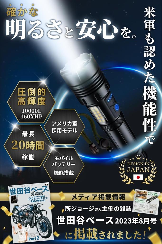 Great Vow Powerful LED Flashlight by a Japanese Company and Used by the US Handheld Flashlight with IPX7 Waterproofing for Tactical Emergency and