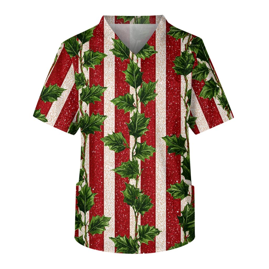 Herren Casual Kurzarm V-Ausschnitt Bedrucktes Fronttaschen-Top