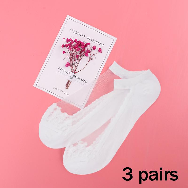 3 Pairs New Elegant Women Girls Cotton Comfortable Solid Dot Spring Summer Wear Low Ankle Invisible Elastic Short Socks