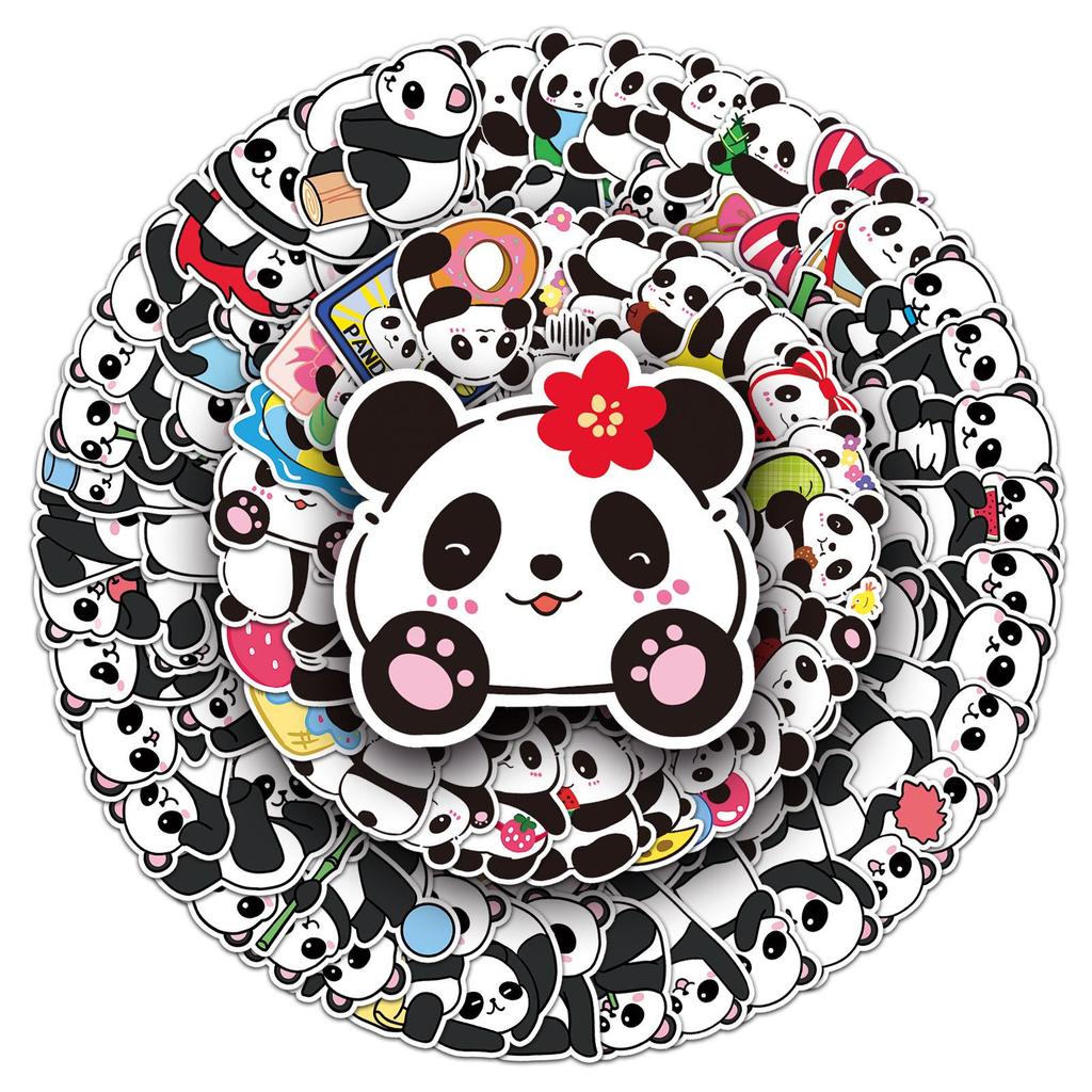100 Original Panda Graffiti Stickers - Cute Animal Decor for Water Bottles, Phone Cases, and Computers