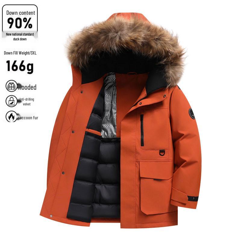 Męska wodoodporna zimowa parka z kapturem w dużym rozmiarze: Gruby, ciepły płaszcz roboczy do sportów outdoorowych.