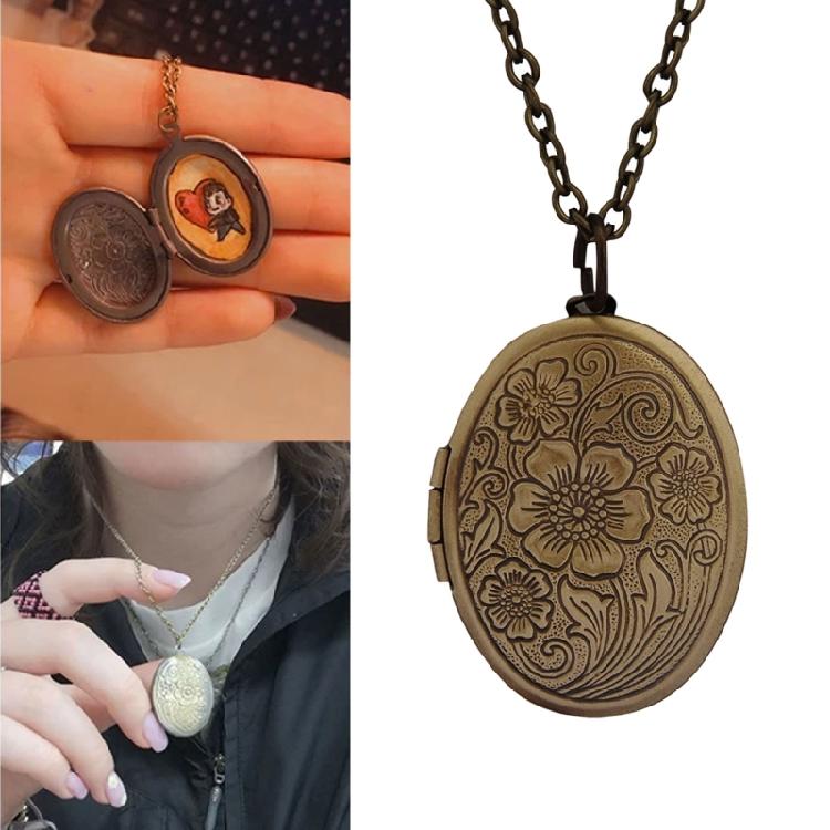 Colar com Pingente de Medalhão Gravado para Foto para Joias de Menina Aniversário