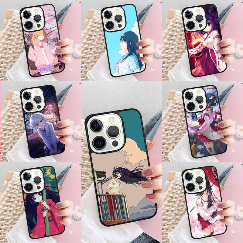 Japanese Style Anime Girl Phone Case For iPhone 17 Air 15 16e 14 13 Pro Max Coque 12 11 Pro Max PLUS cover