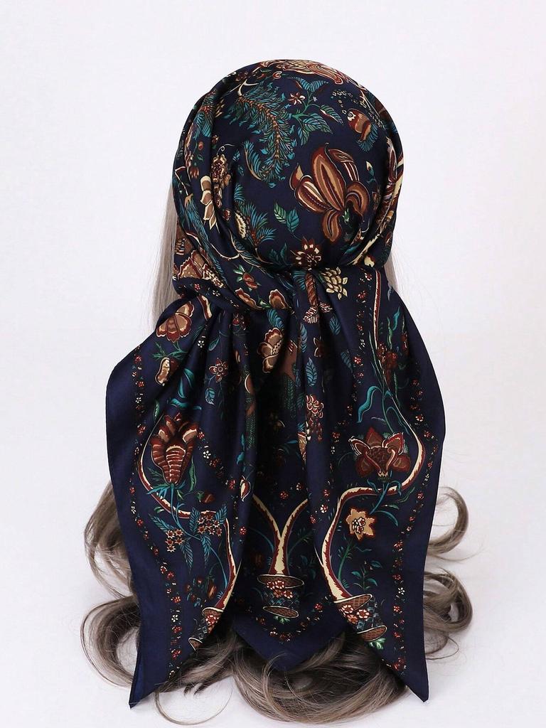 90*90cm Square Scarf Twill Silk Women Head Shawls Tree Designer Hijab Wraps Luxury Print Neck Scarves Bandana Luxury Handband