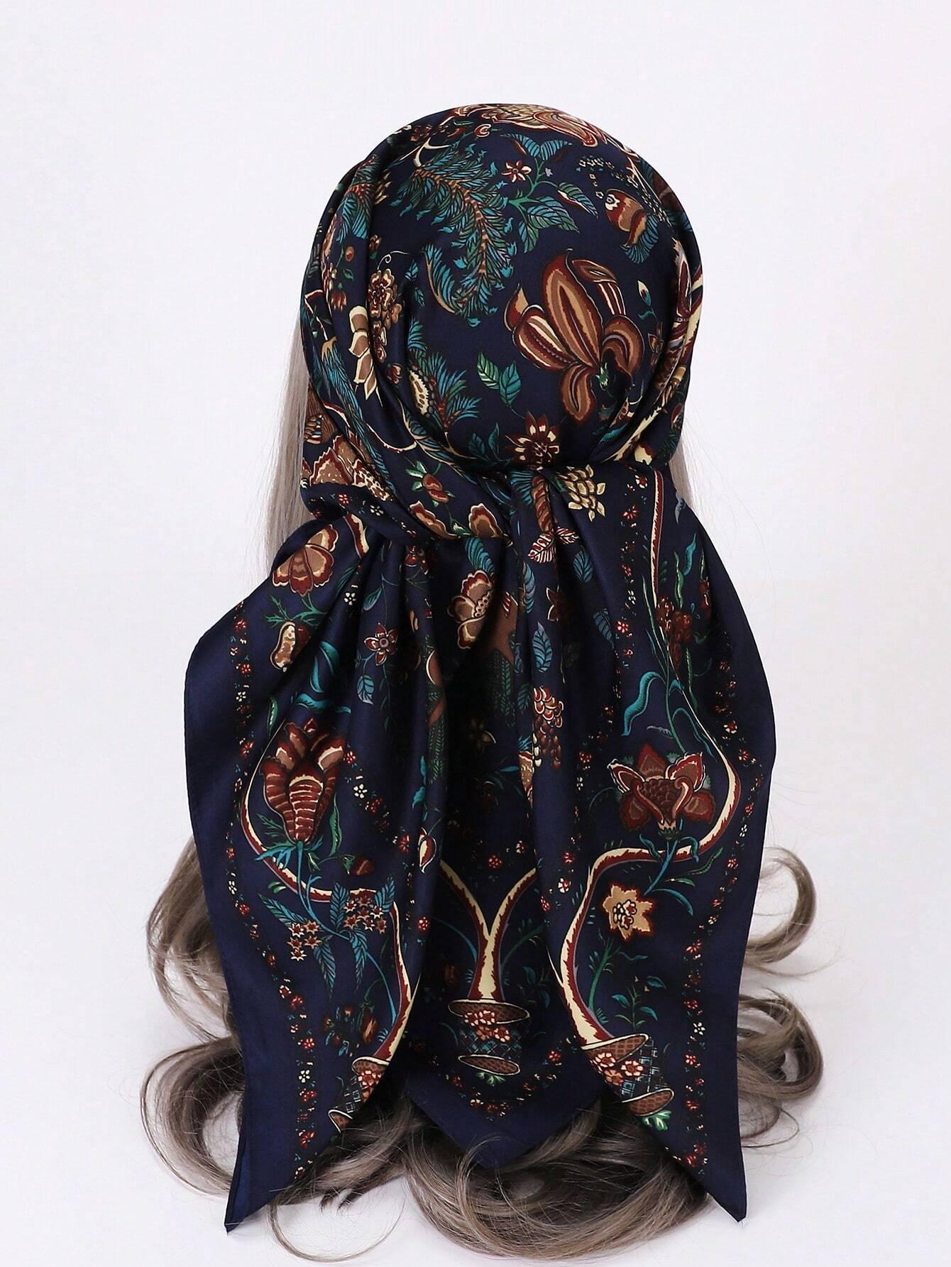 

90*90cm Square Scarf Twill Silk Women Head Shawls Tree Designer Hijab Wraps Luxury Print Neck Scarves Bandana Luxury Handband 90x90cm