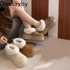 Winter Platform Flats Women Fur Lining Snow Boots Concise Round Toe Slip On Shoes Ladies Comfort Warm Cotton Short Booties