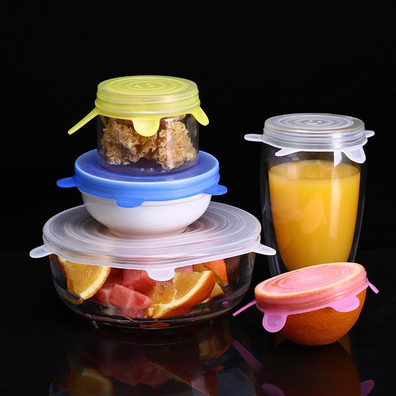 6-Piece Stretchable Silicone Food-Grade Lids for Fresh-Keeping