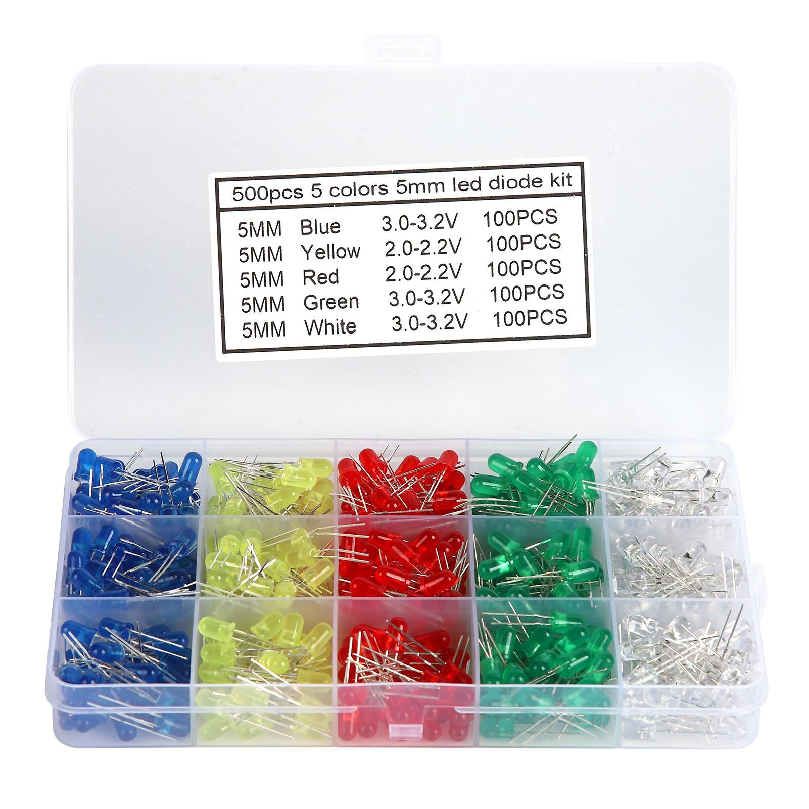 

500 шт. Світлодіодні діоди 5 мм Різноманітні кольори Нетоксичний Енергозберігаючий Набір діодів для DIY прикраси