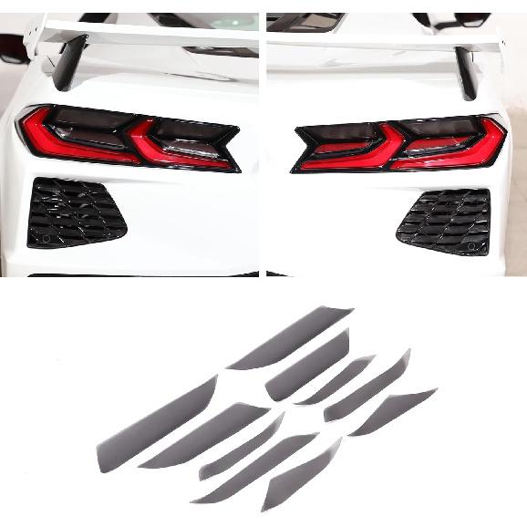 Car Tail Light Vinyl Overlay Tinted Cover Trim Compatible with C8 Corvette Stingray Z51 Z06 2020-2025 Taillights Dark Smoke Wrap Cover Vinyl Decals