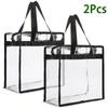 2Pcs Clear Tote Bags with Zipper Large Capacity Transparent Shoulder Bag Multipurpose Transparent Totes for Work School Gym