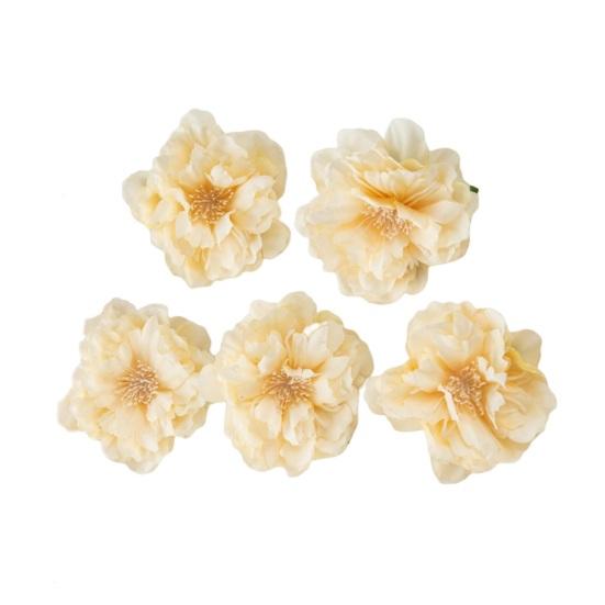 5 Stück künstliche Blumen, realistisch, nicht verwelkend, grüne Blätter, DIY Foto-Requisiten, Strohhut, passender gefälschter Pfingstrosen-Blumenkopf, Partyzubehör