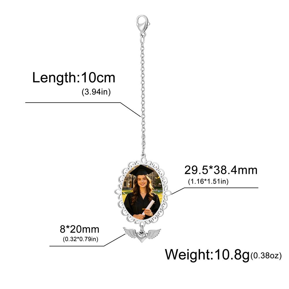 

Custom Photo Pendant Color Printed photo text with Love Wings Pendant Stainless Steel Jewelry Graduation Souvenir Trend Gifts Silver