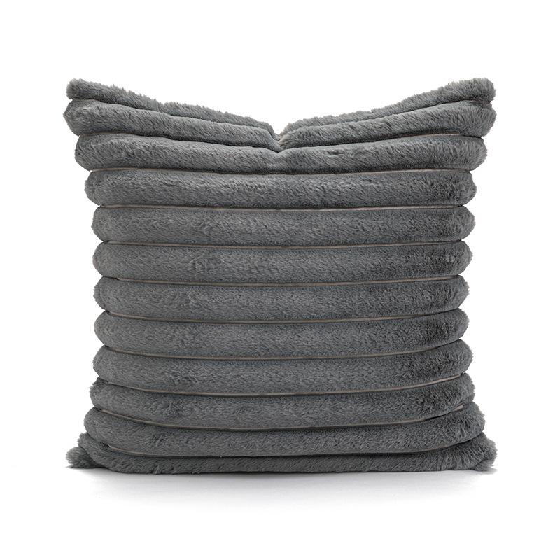 Soft Rabbit Fur Plush Pillow Cover Thick Straight Striped Pillow Living Room Bedroom Sofa Cushion Pillow