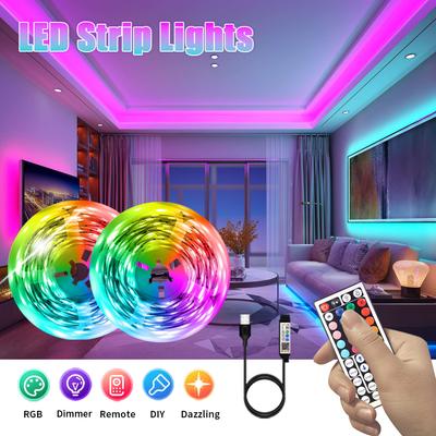 Tiras de Luces LED Inteligentes, con Control Remoto Infrarrojo Inalámbrico, Cambio de Color y Sincronización Musical con Control por App y Mando a Distancia, Alimentación USB