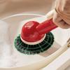 Pot Brush Tough Bristles Ergonomic Grip Long Handle Kitchen Cleaning Brush with Built-in Detergent Dispenser Cutlery Stove Sink Cleaning Tool