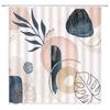 Fabric Geometric Shower Curtain, Mid-Century Modern Geometric Herringbone Chevron Blue Black Gray Square Bathroom Decoration