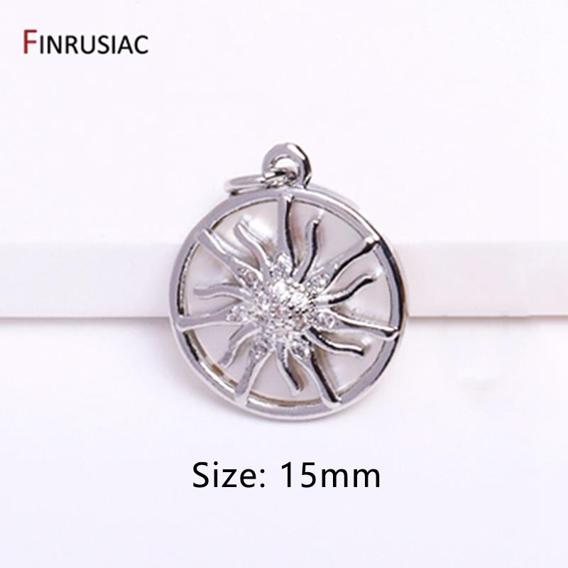 DIY Nacklace Making Supplies Inlaid Zircon Round Sun Charms Gold Plated Brass Sun Pendants For Jewelry Making Accessories