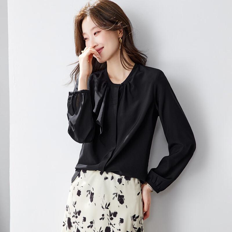 

Srcr Women s Silk Crepe Long Sleeve Shirt M