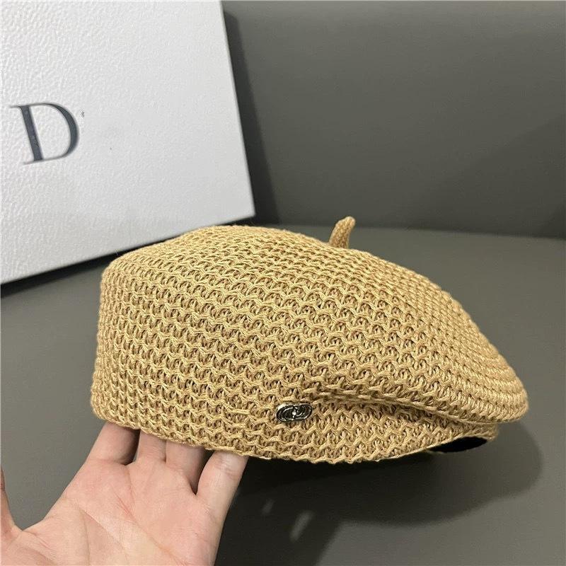 Black Beret Hat for Women - Japanese Style Slimming Face Fashion Cap Lightweight Breathable Spring Summer Painter Chic