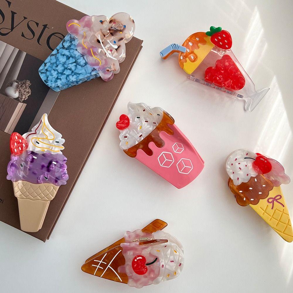 Watermelon Fruit Cone Hair Claw Popsicle Acetic Acid Shark Grab Ice Cream Hair Claw  Travel