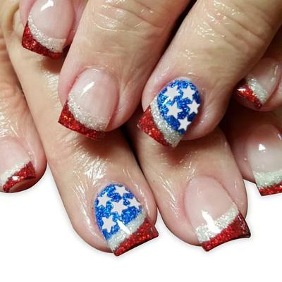 Square Press On Nail 4th of July Fake Nail Independence Day Glues On Nail Patriotic False Nail Full Cover Fake Nail