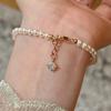 French Vintage Cream White Pearl Bracelet For Women Light Luxury Minimalist Bubble Zircon Stackable Elegant Jewelry