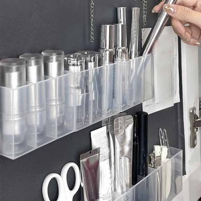 Plastic Wall Mounted Mini Storage Box 3 Grids Self-adhesive Makeup Organizer Cabinet Dresser Storage Sundries Holder Home