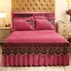 European Luxury Quilted Bed Skirt Winter Warm Thicken Velvet Bedspread King Good Hand Feeling Bed Skirt Not Included Pillowcase