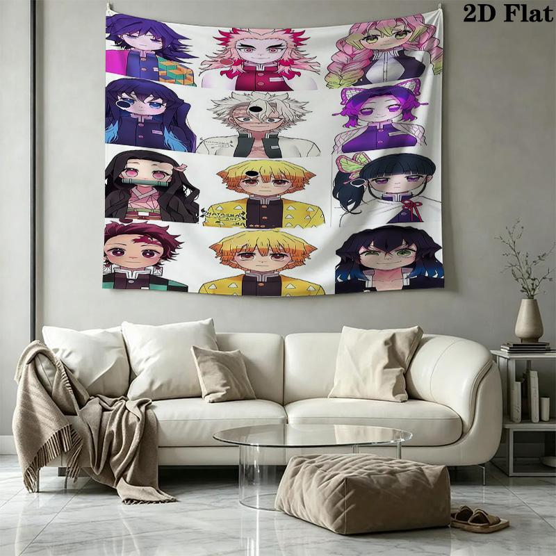 Demon Slayer Wall Tapestry Aesthetic Wall Hanging Printed Fabric Blanket Decorative Tapestries For Bedroom Living Room Home Decor