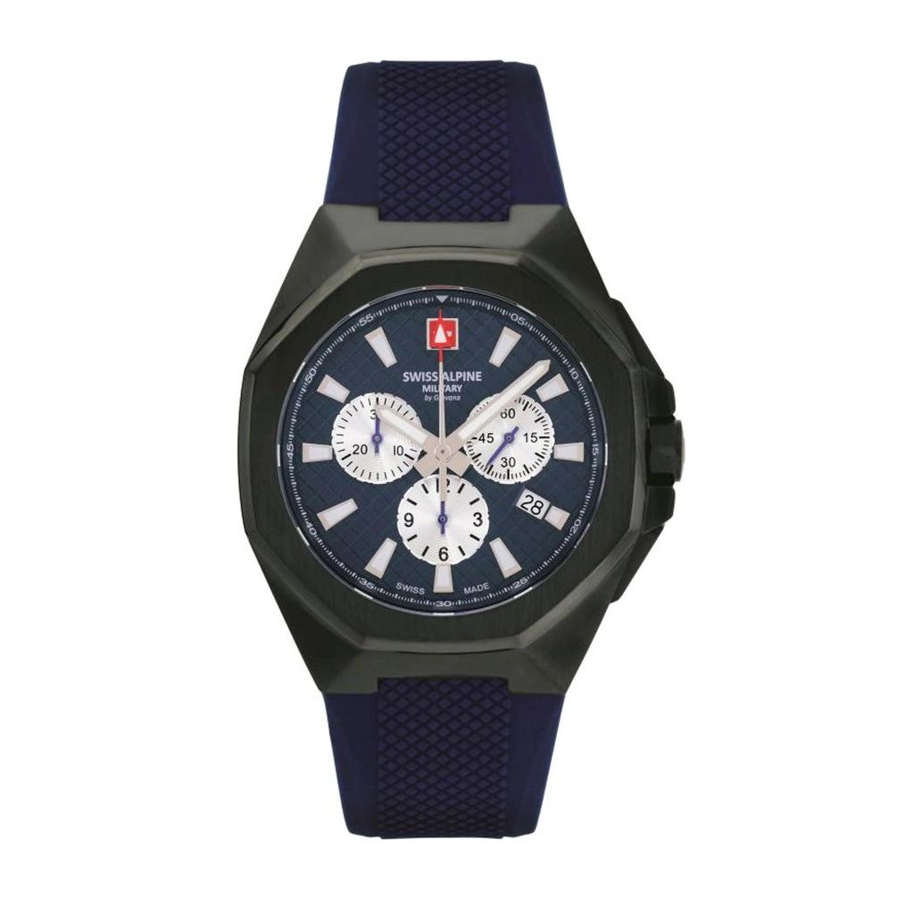 Swiss Alpine Military Typhoon Chrono Polyurethene Strap Blue Dial Quartz 7005.9875 100M Men's Watch