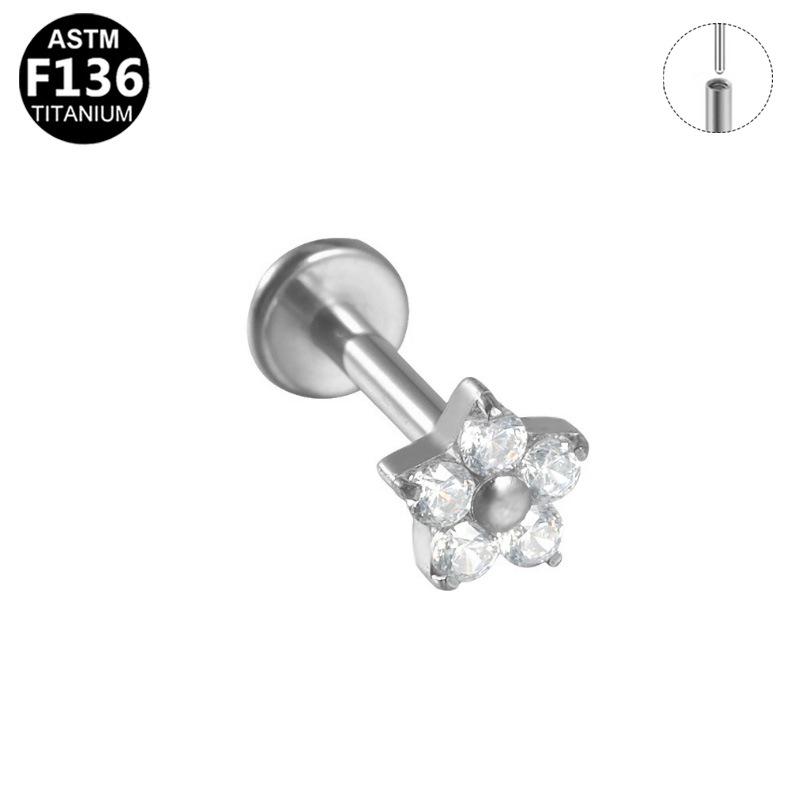 European-American F136 Titanium Bee Flower Push-in Ear & Lip Stud Piercing Jewelry