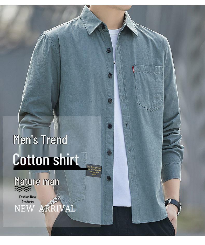 Camicia Casual da Uomo in Cotone Antigrinze a Maniche Lunghe Vestibilità Larga - Giacca Trendy per Lavoro Primavera & Autunno