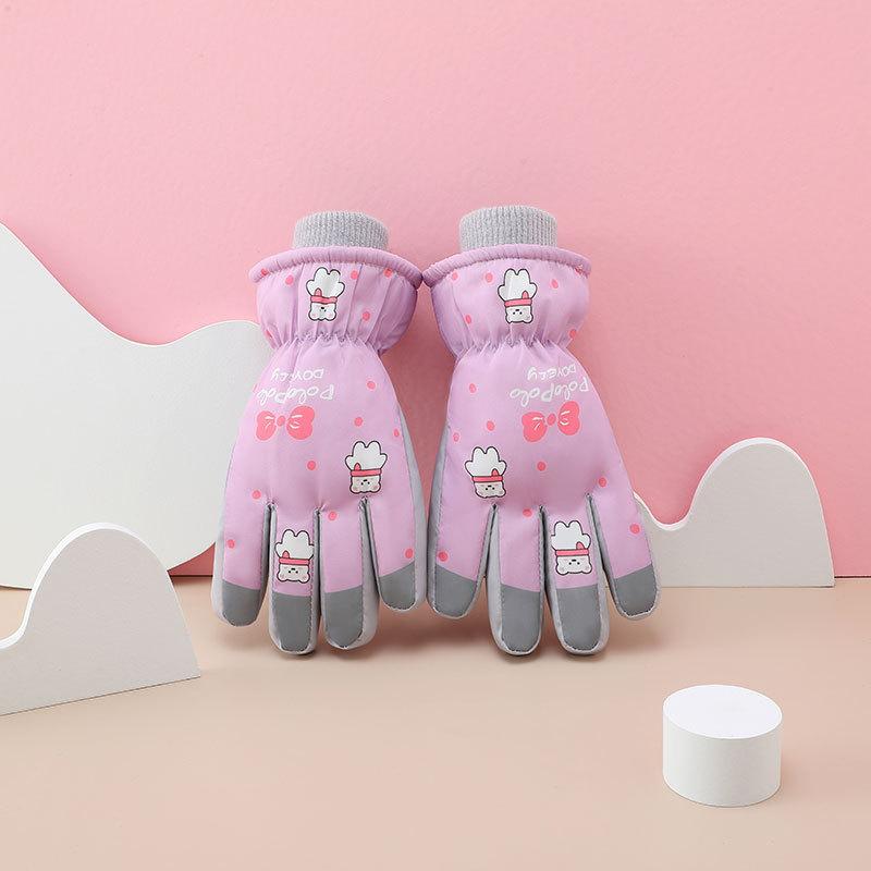 

Детские теплые перчатки для зимы, плюс бархатные утолщенные лыжные перчатки для студентов, велосипедные водонепроницаемые и морозостойкие перчатки для мальчиков и девочек average size