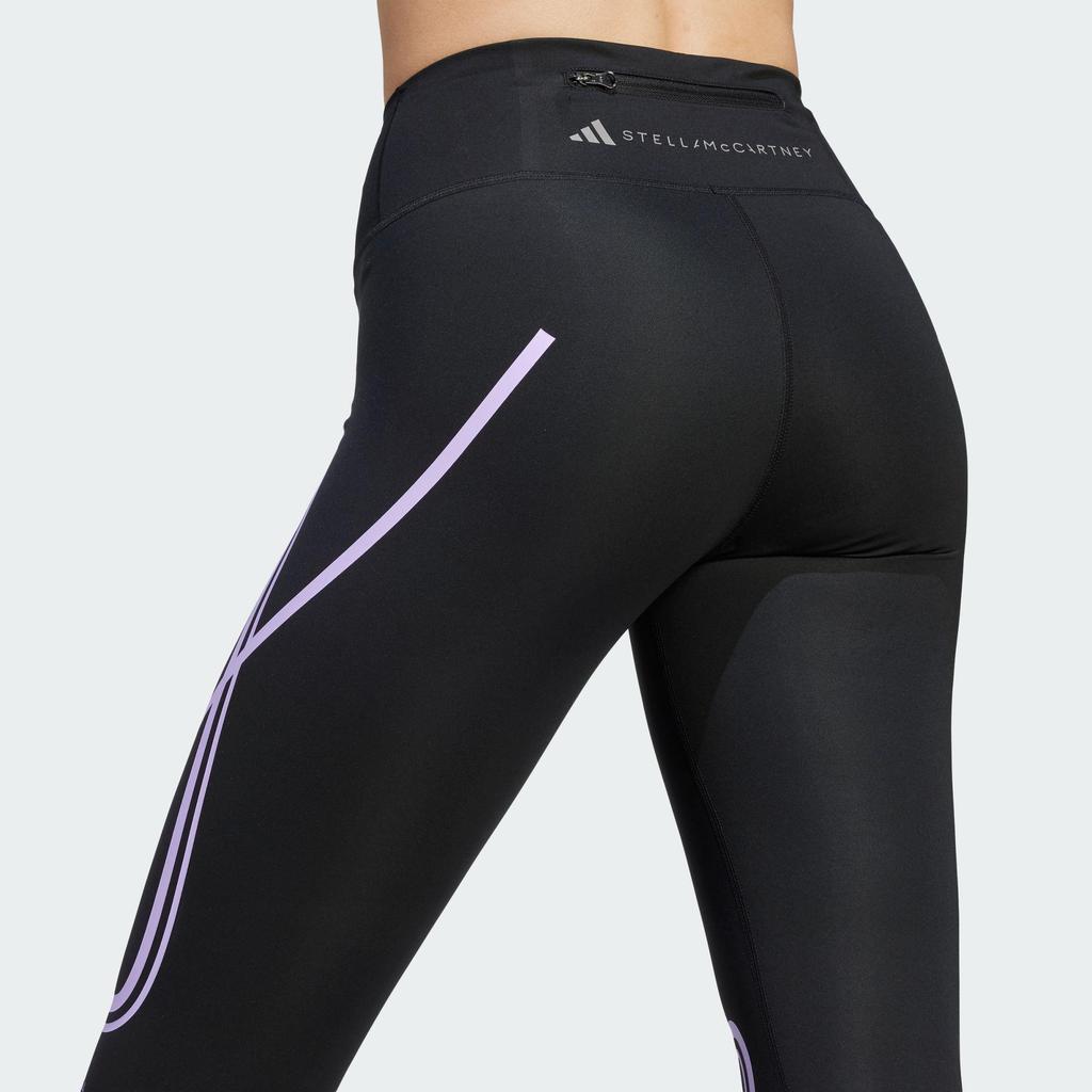 Adidas By Stella McCartney Truepace High Waist Reflective Running Leggings Women Black Purple Glow IB6807