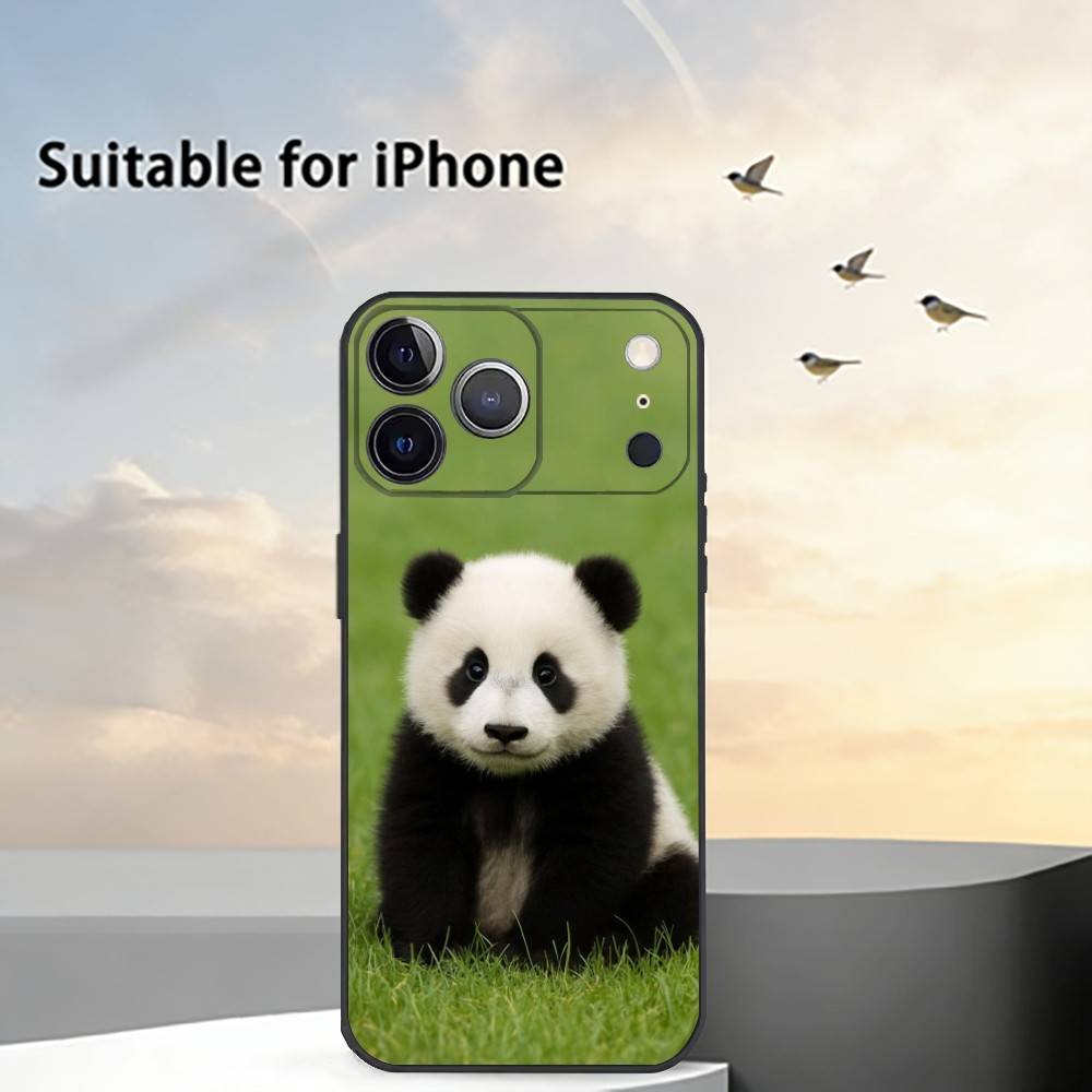 Cute F-Fubao Animal P-Panda Phone Case For iPhone 17,16,15,14,13,12,11 Plus,Pro Max,XS,Soft Silicone Black Cover