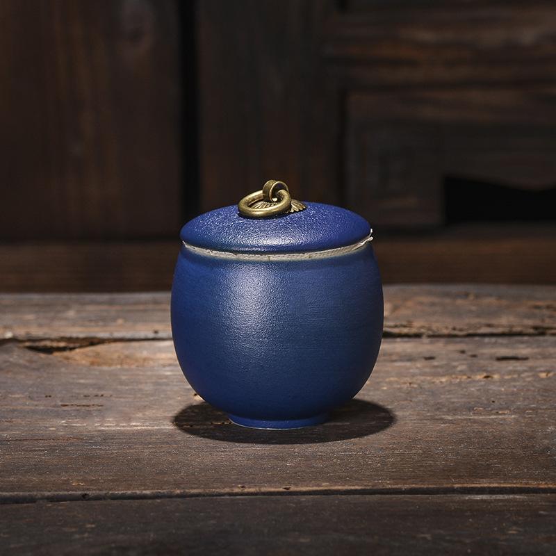 Creative Tea Jar Ceramic Coffee Food Sealed Jar Household Moisture-proof Storage Box Portable Travel Box Storage Container Home