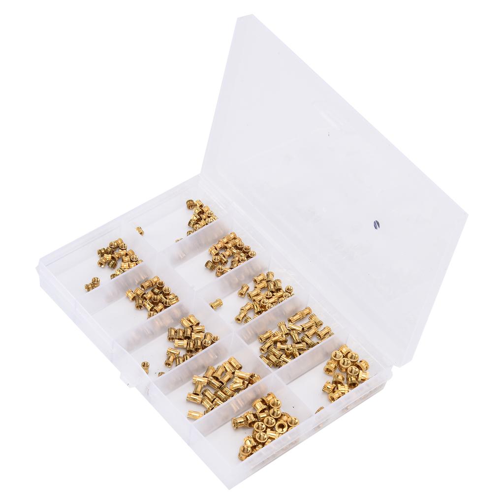 280Pcs Brass Knurled Nut Threaded Insert Embedment Fasteners M2 M2.5 M3 Assortment Kit