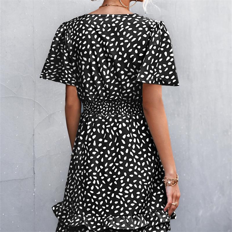 V-neck Dress Women's A-line Short Sleeved Spring Summer S-XXXL