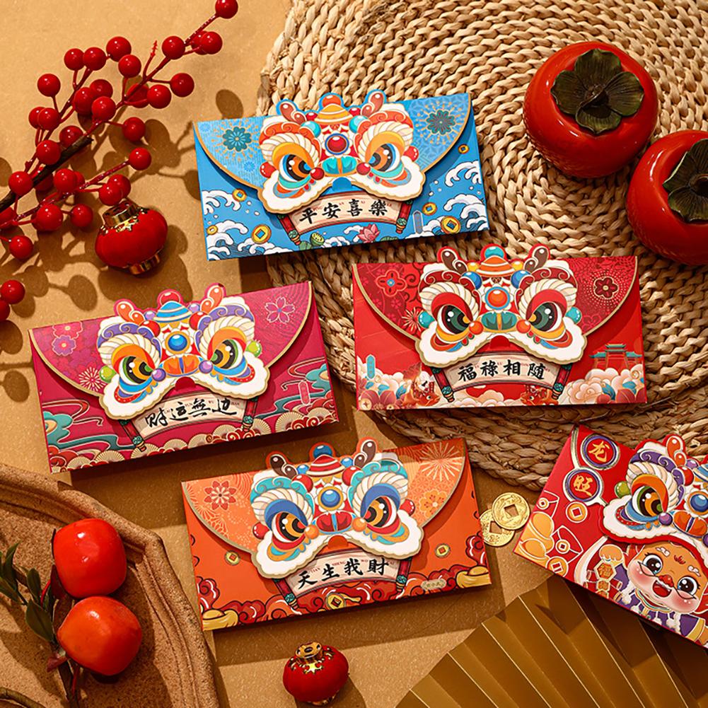 4 Pieces Chinese New Year Red Envelopes Of The Dragon Lunar New Year Red Packet For Spring Festival Chinese Cartoon Envelope