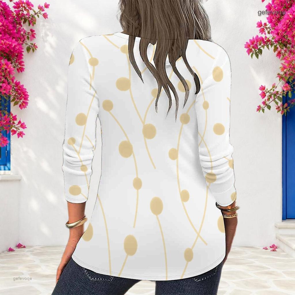 Plus Size Women Long Sleeve Shirt Abstract Glitter Gold Green Swirl Print Crew Neck Casual Loose Pullover Blouse