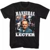 Silence of the Lambs Hannibal Lecter Collage Black Adult T-Shirt Unisex T-Shirt