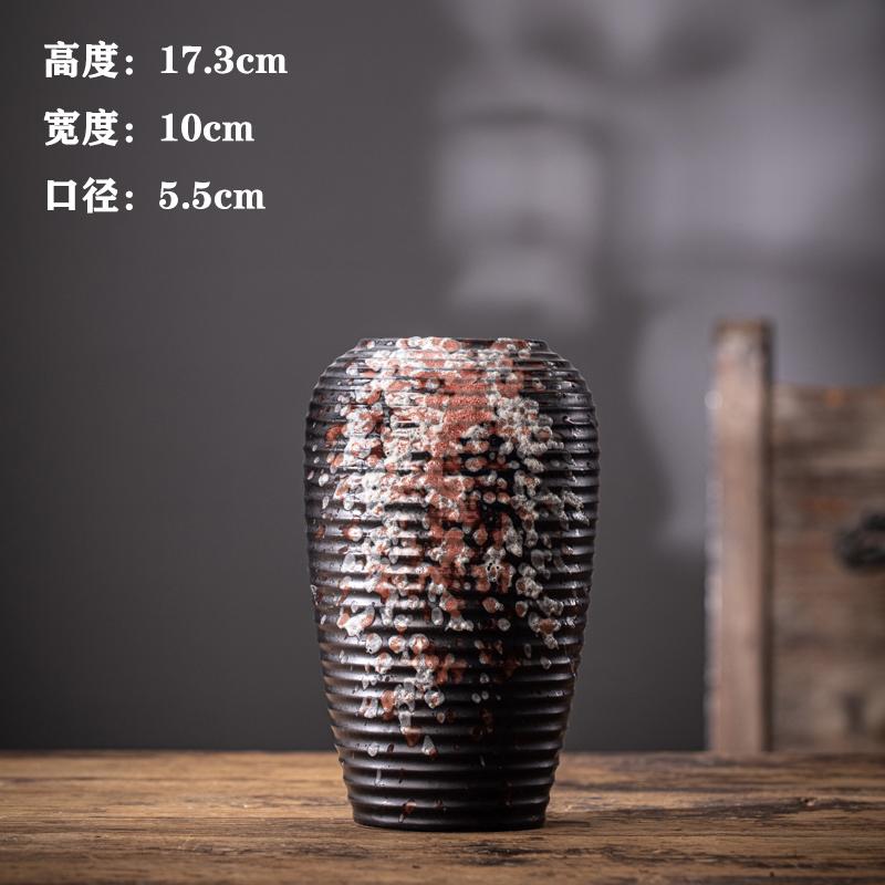 Chinese Vintage Clay Pot Vase Creative Hydroponic Flower Arrangement Living Room Bookcase Dining Table Floral Vase Home Ornament