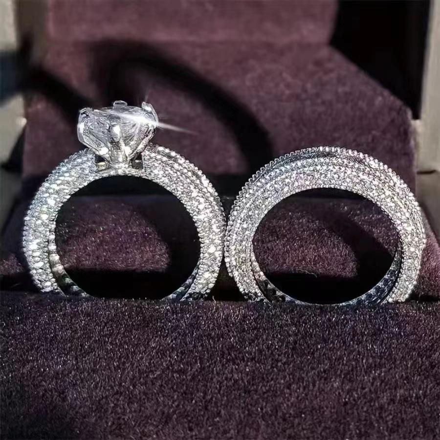 High-End Women's Zircon Wedding Ring – European & American Fashion